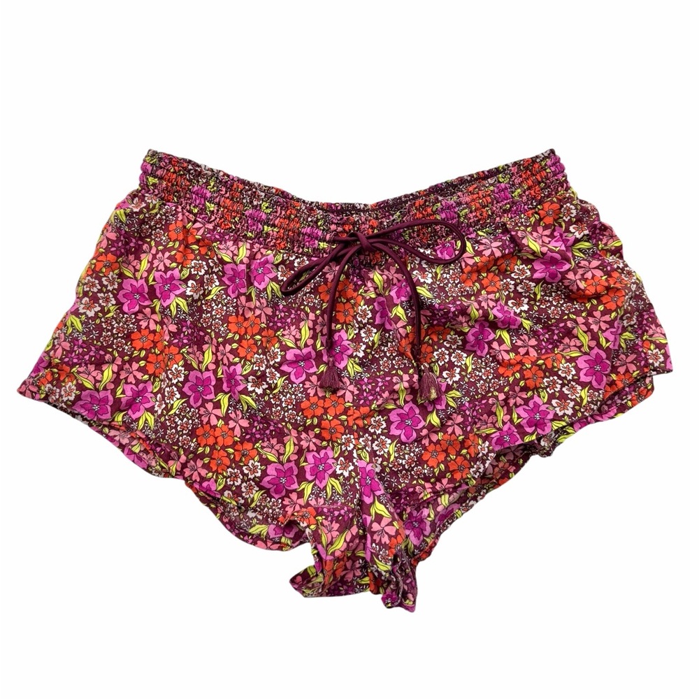 Victoria’s Secret Floral Boho‎ Lounge Shorts XS Cotton Viscose Tassel Tie
